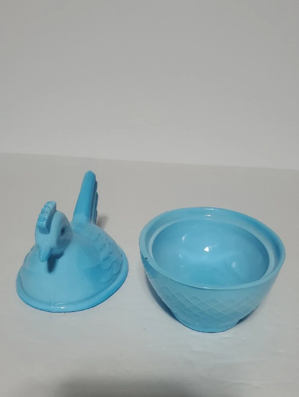 Vtg Blue Slag Glass Hen On Nest